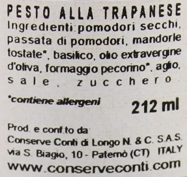 Etichetta Pesto alla trapanese: Ingredienti