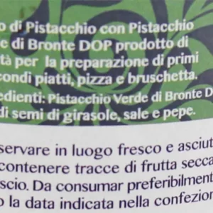 Etichetta Pesto di pistacchio di Bronte DOP Ingredienti