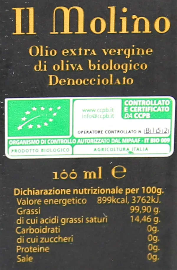 Etichetta Olio extravergine di oliva 100% caninese
